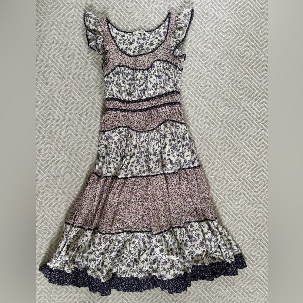 Ulla Johnson Ruffled Tiered Patchwork Floral Dress - image 1